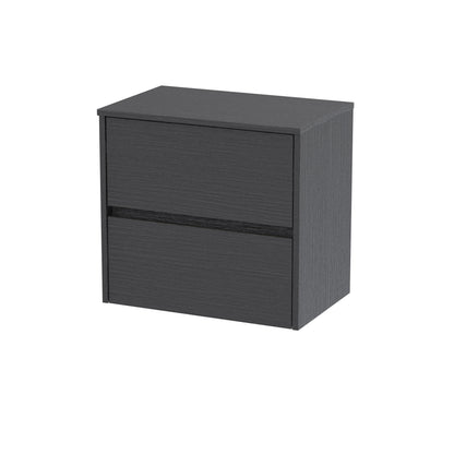 Nuie Havana 600mm Graphite Grey Wall Hung 2 Drawer Unit with Colour Match Worktop