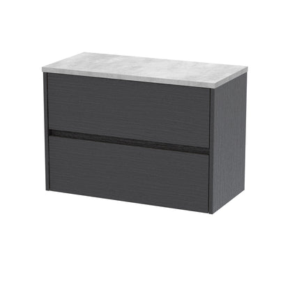 Nuie Havana 800mm Wall Hung 2 Drawer Unit With Laminate Worktop