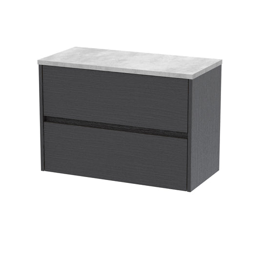 Nuie Havana 800mm Wall Hung 2 Drawer Unit With Laminate Worktop