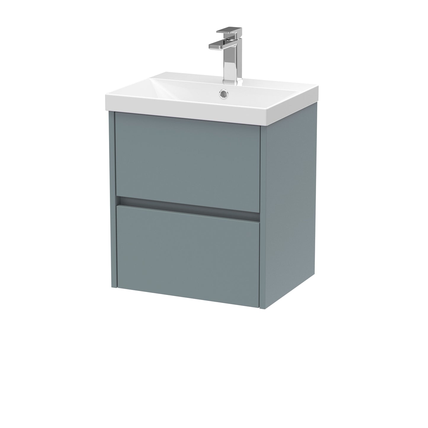 Nuie Havana 500mm Coastal Grey Wall Hung 2 Drawer Vanity Unit with Thin-Edge Basin