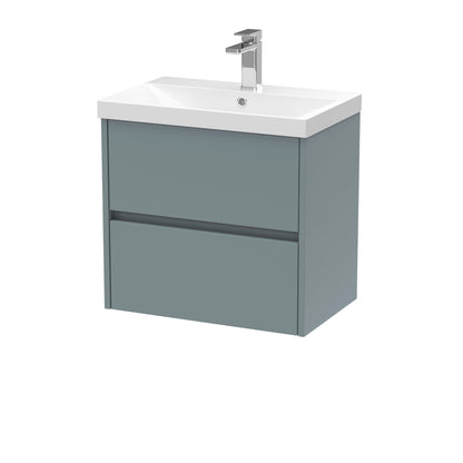 Nuie Havana 600mm Wall Hung 2 Drawer Vanity Unit With Thin-Edge Ceramic Basin