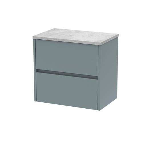 Nuie Havana 600mm Wall Hung 2 Drawer Unit with Laminate Worktop