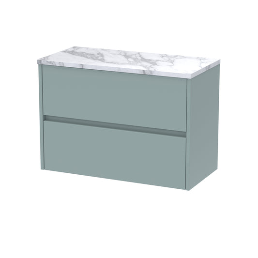Nuie Havana 800mm Wall Hung 2-Drawer Vanity Unit With Laminate Worktop