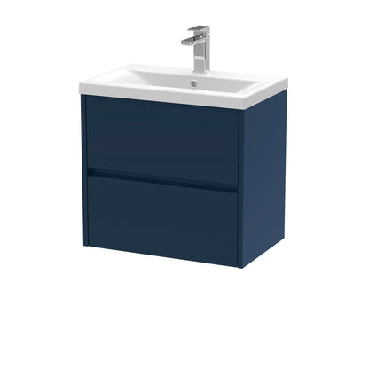 Nuie Havana 600mm Midnight Blue Wall Hung 2-Drawer Unit & Basin