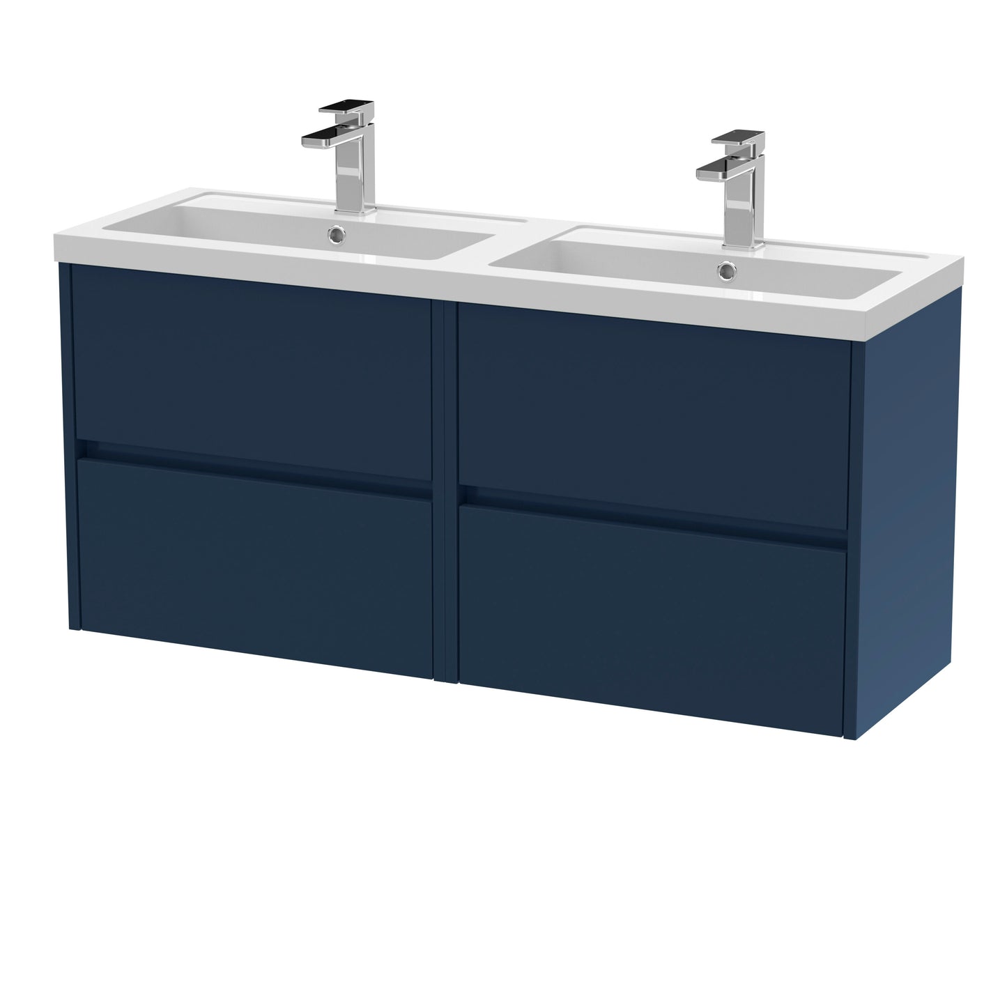 Nuie Havana 1200mm Midnight Blue Wall Hung 4-Drawer Vanity Unit with Double Basin