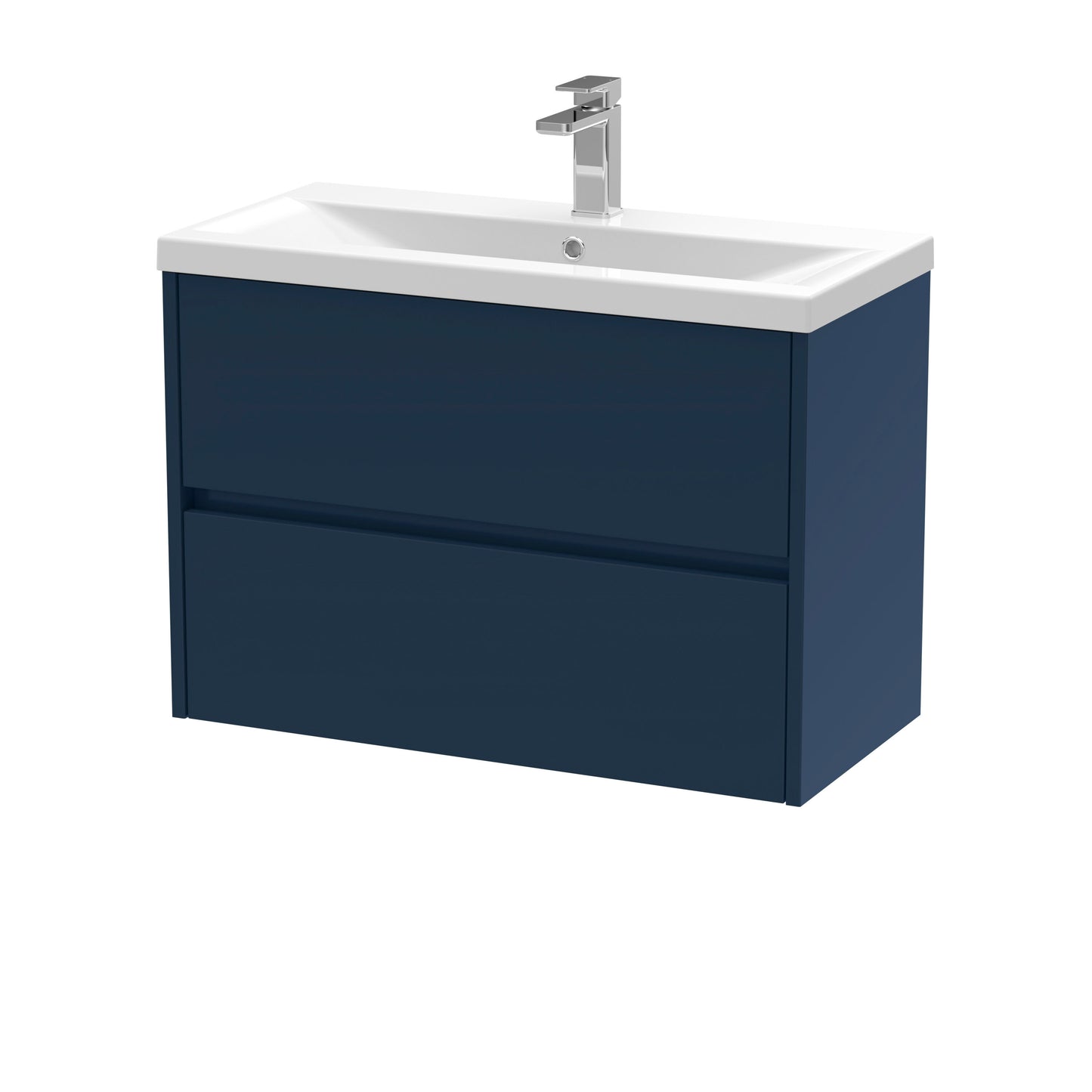 Nuie Havana 800mm Midnight Blue Wall Hung 2-Drawer Vanity Unit With Basin