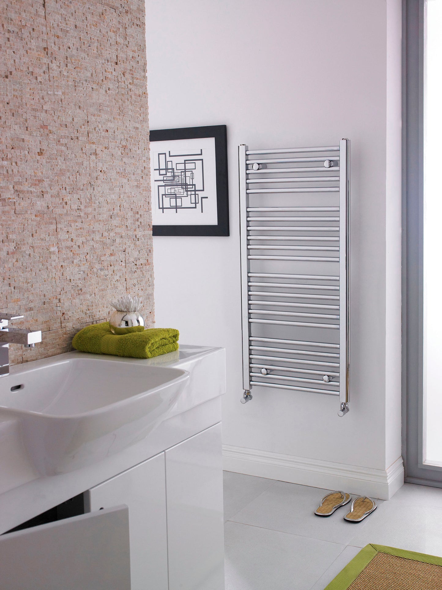 Nuie 1150mm x 500mm Chrome Vertical Ladder Rail