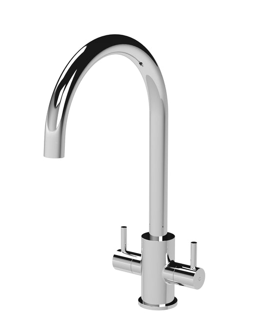 Kitchen Taps Lachen Mono Basin Twin Lever Round Basin Tap
