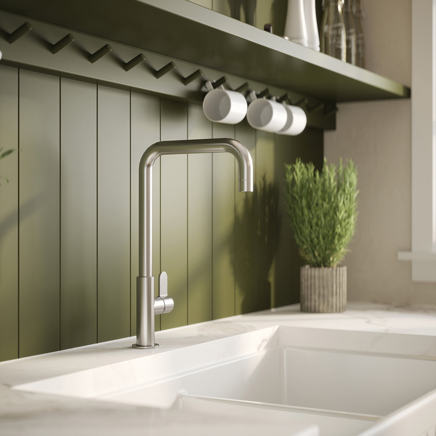 Kitchen Taps Kosi Mono Basin Single Lever Square Basin Tap & Rinser