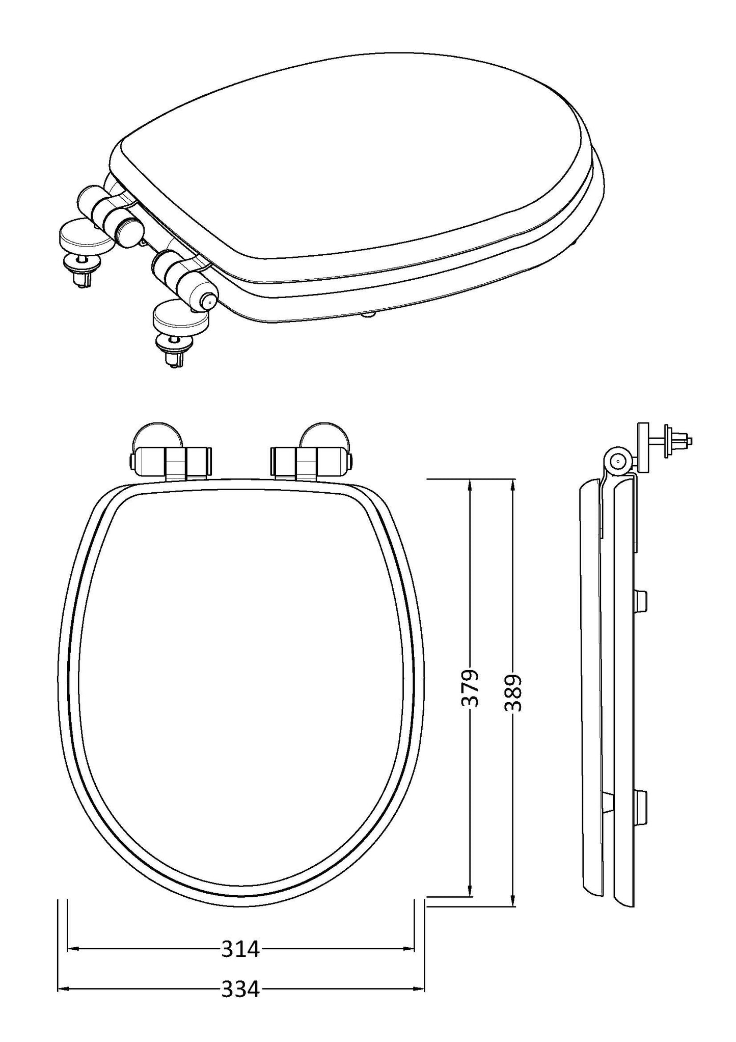 Nuie Legend Traditional Round Wooden Soft Close Toilet Seat With Quick Release Hinge
