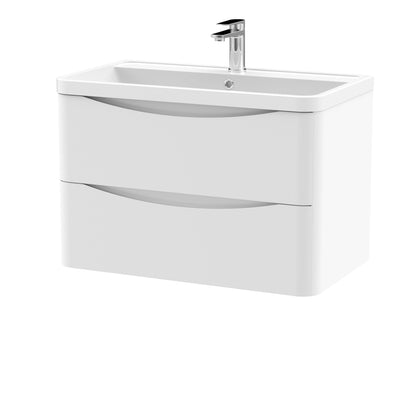 Nuie Lunar 800mm Wall Hung 2 Drawer Unit with Polymarble Basin