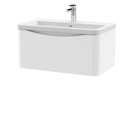 Nuie Lunar 800mm Wall Hung 1 Drawer Unit & Ceramic Basin