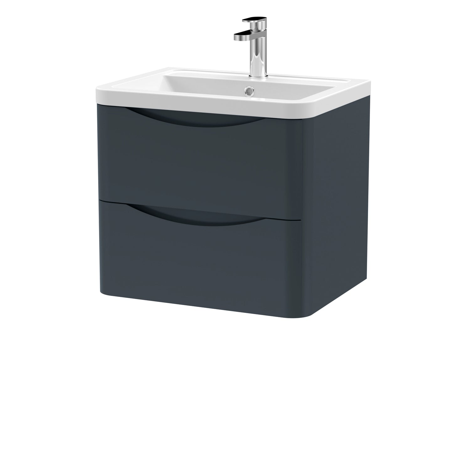 Nuie Lunar 600mm Wall Hung 2 Drawer Vanity Unit With Ceramic Basin