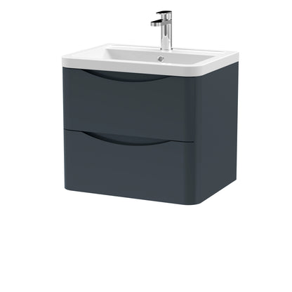 Nuie Lunar 600mm Wall Hung 2 Drawer Vanity Unit With Ceramic Basin