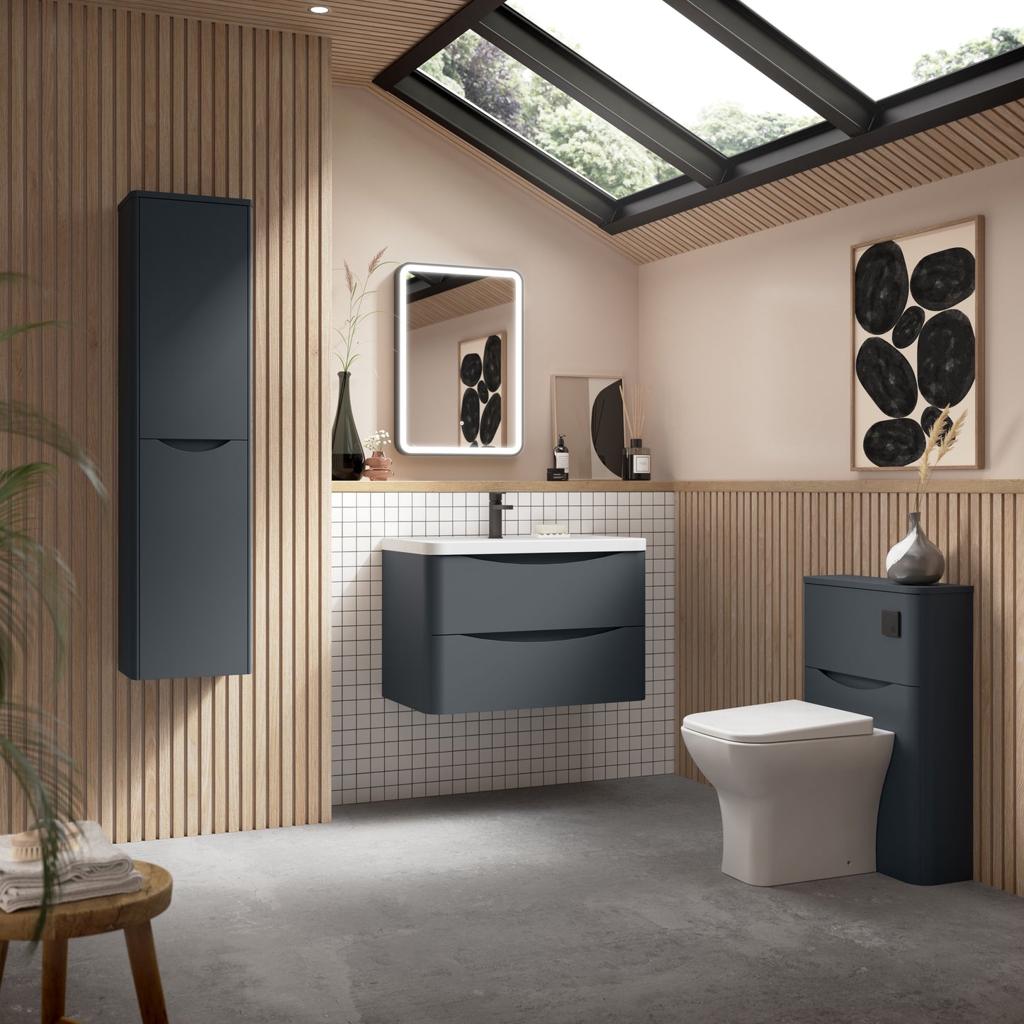 Nuie Lunar 550mm Soft Black Floor Standing Concealed Cistern WC Unit