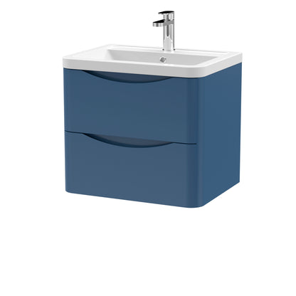 Nuie Lunar 600mm Wall Hung 2 Drawer Vanity Unit with Ceramic Basin