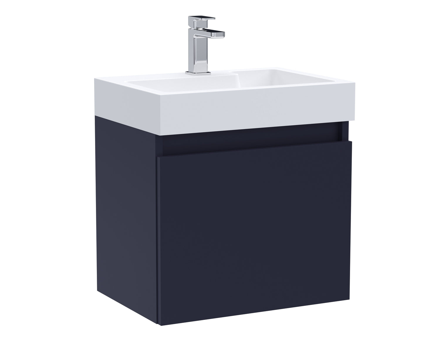 Nuie Hung 500mm 1 Door Midnight Blue Cloakroom Wall Vanity Unit With Basin