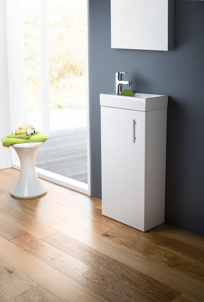 Vault Floor Standing Single Door Compact Vanity Unit with Ceramic Basin 400mm