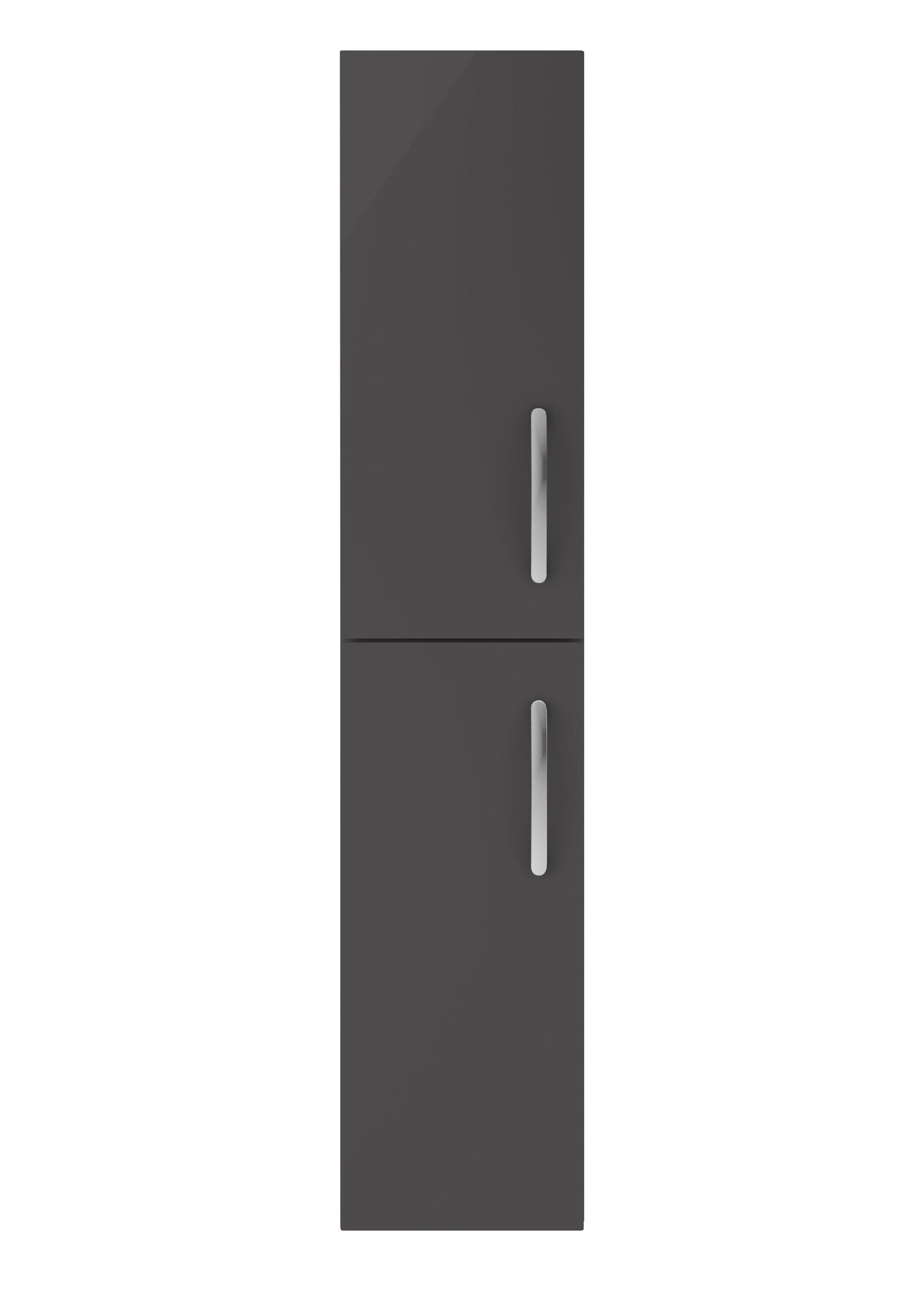 Nuie Athena 300mm 2 Door Gloss Grey Wall Hung Tall Cabinet With Handles