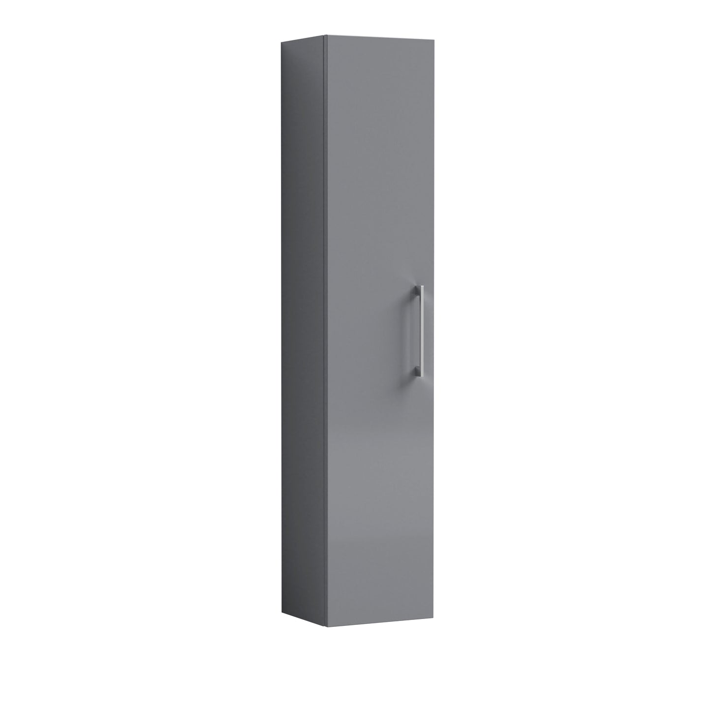 Nuie Arno 300mm 1 Door Satin Grey Wall Hung Tall Cabinet With Handles
