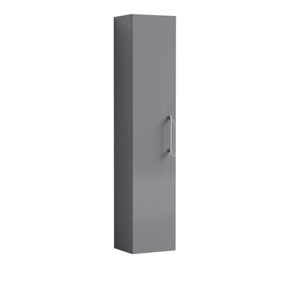 Nuie Arno 300mm 1 Door Satin Grey Wall Hung Tall Cabinet With Handles
