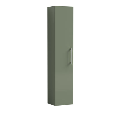 Nuie Arno 300mm 1 Door Satin Green Wall Hung Tall Cabinet With Handles