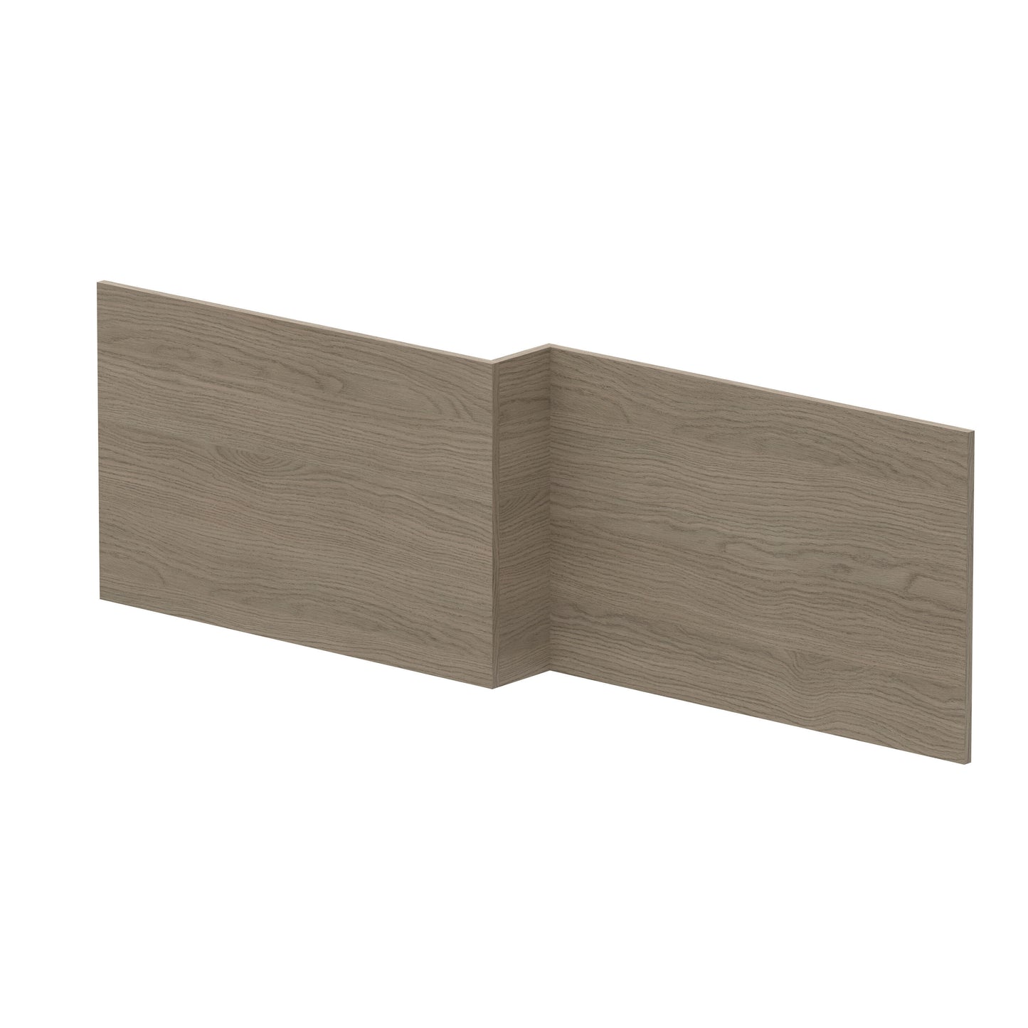 Nuie 1700mm L-Shape Square Grey Vicenza Oak MFC Woodgrain Shower Bath Panel