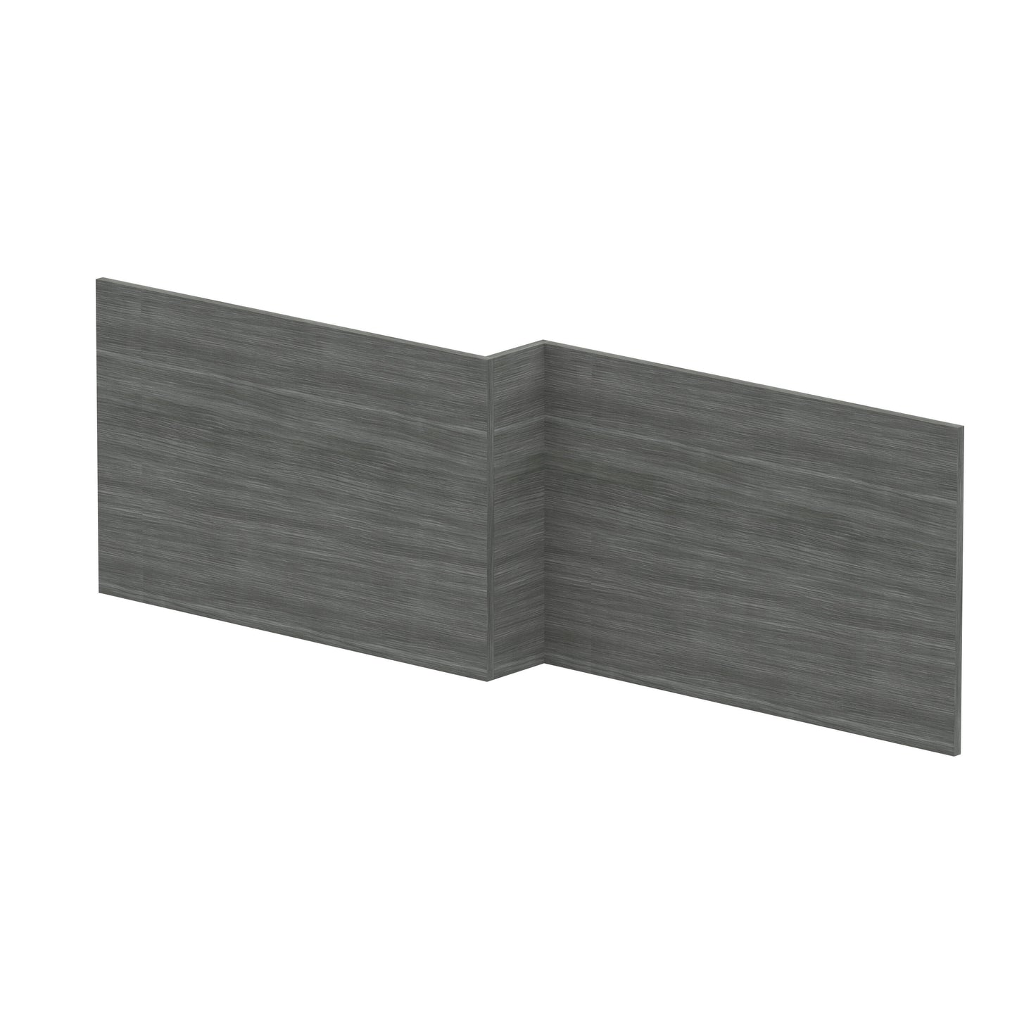 Nuie 1700mm L-Shape Square Grey Woodgrain MFC Shower Bath Front Panel
