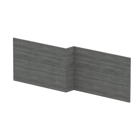 Nuie 1700mm L-Shape Square Grey Woodgrain MFC Shower Bath Front Panel
