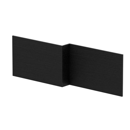 Nuie 1700mm L-Shape Square Black Woodgrain MFC Shower Bath Front Panel