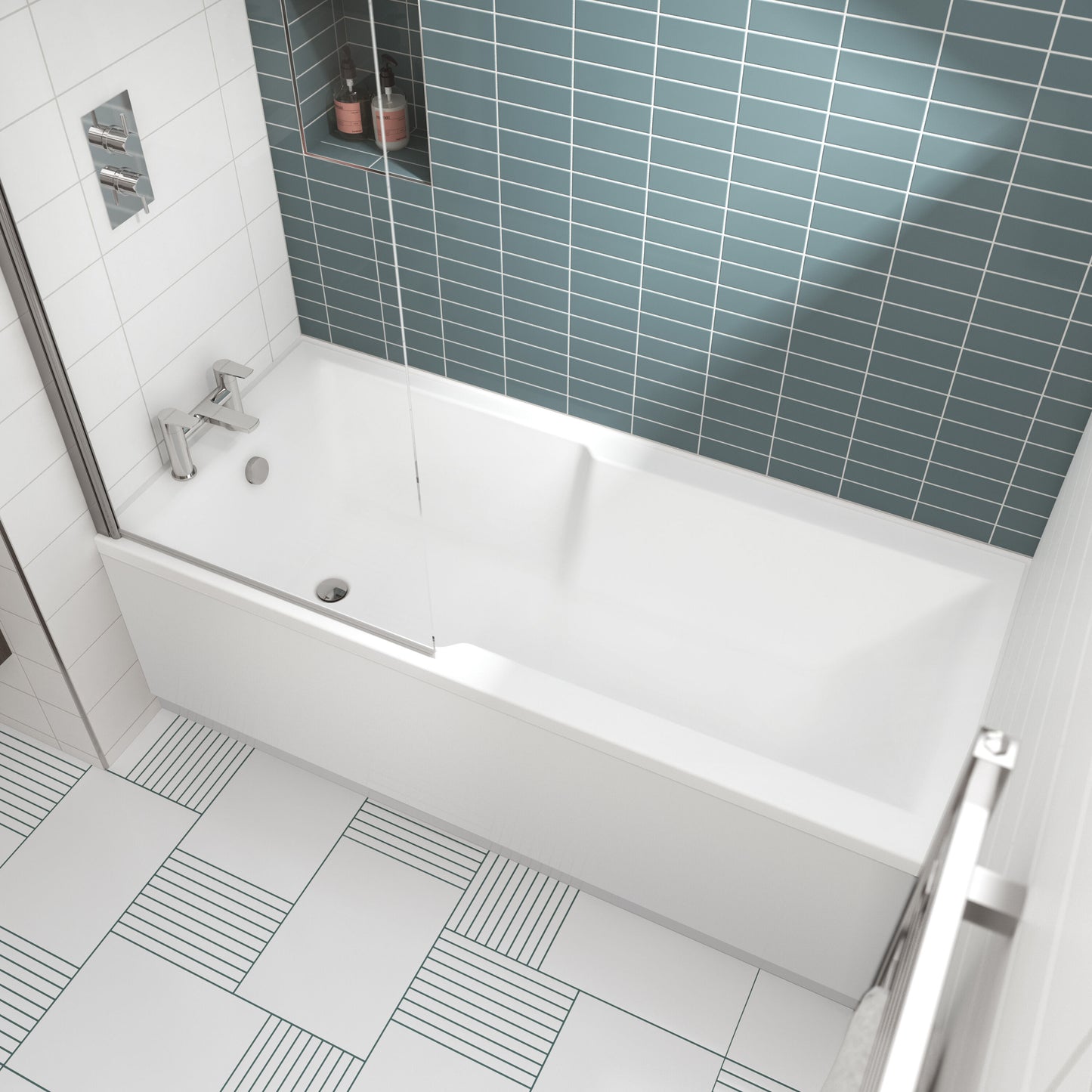 Nuie Straight 1700mm Square Single Ended Bath With Legs