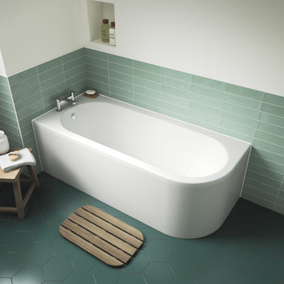 Nuie 1700mm Left-Hand Curved Bath With Legs And Panel
