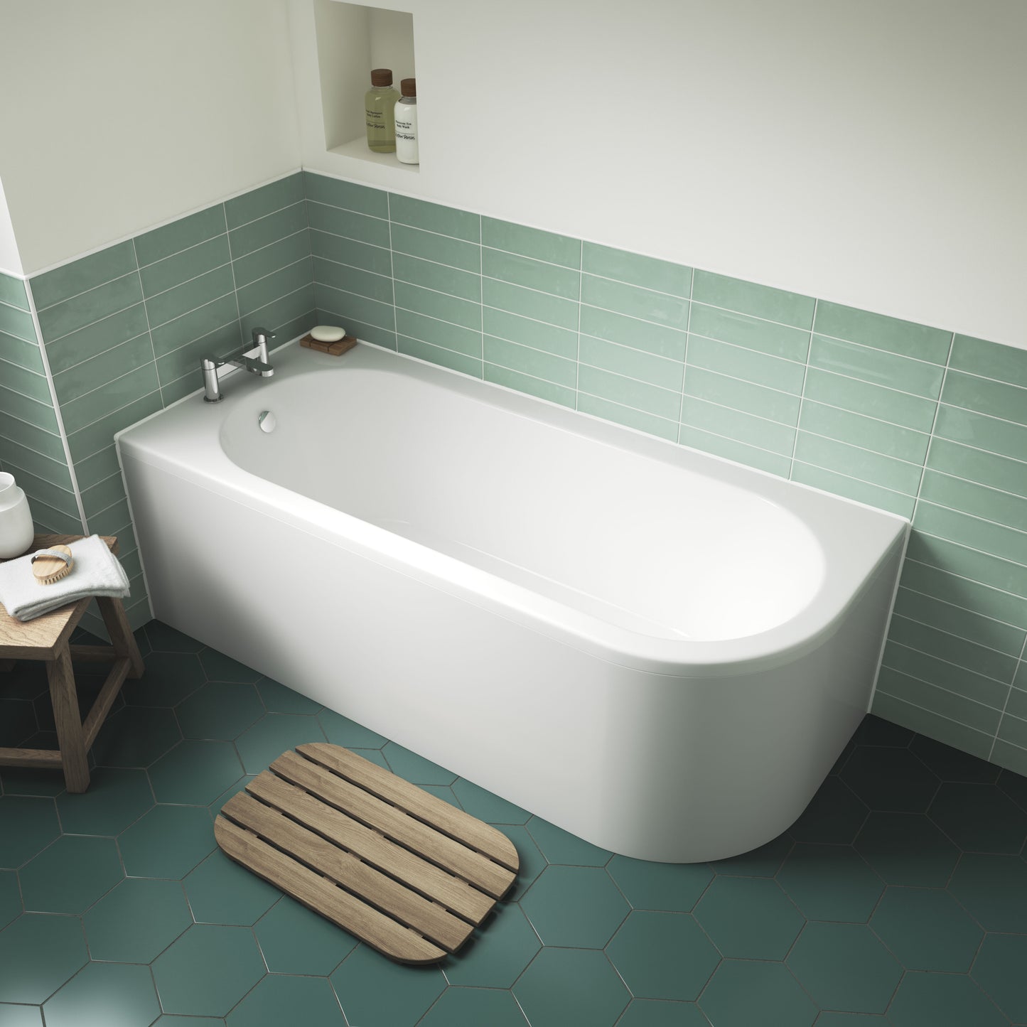 Nuie 1700mm Left-Hand Corner Bath With Legs