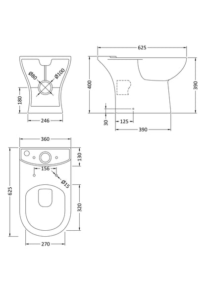 Nuie Compact 550mm Toilet & Basin Set With Soft Close Seat & Full Pedestal 1 Tap Hole Basin