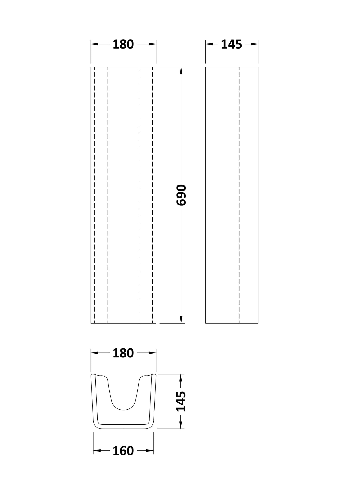 Nuie Ava 690mm White Contract Full Pedestal