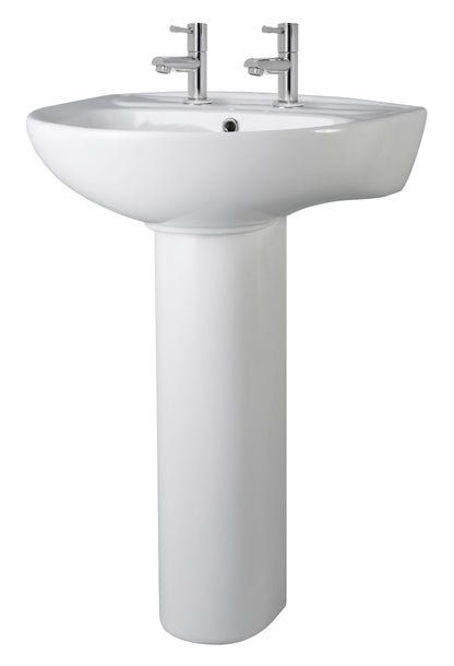Nuie 550mm 2 Tap Hole Basin & Pedestal