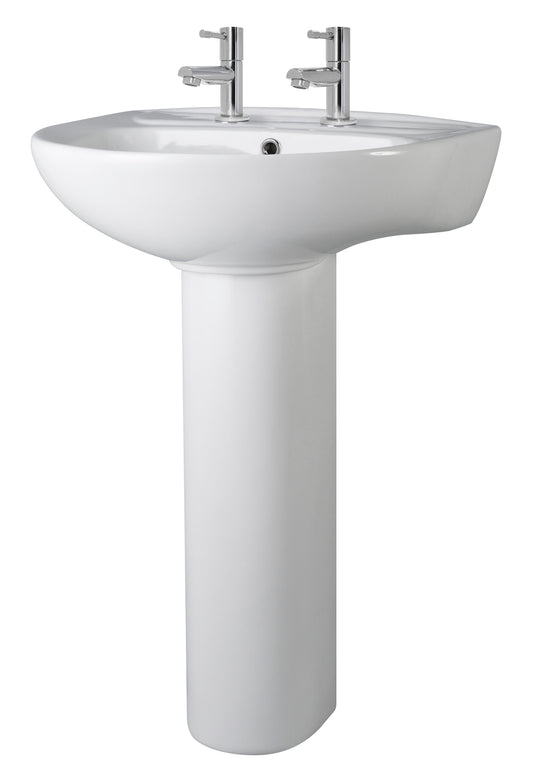 Nuie 550mm 2 Tap Hole Basin & Pedestal