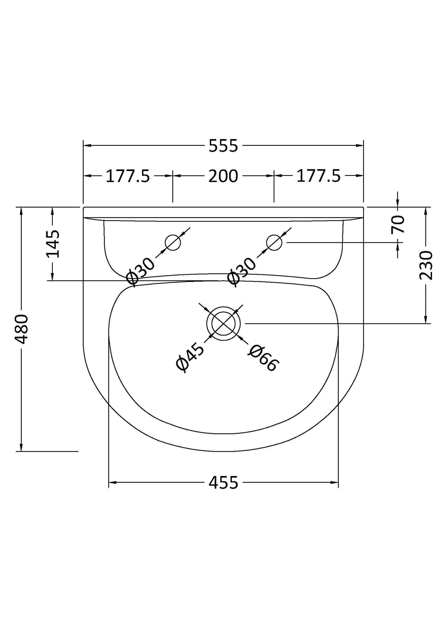 Melbourne Large Basin 2 Tap Hole