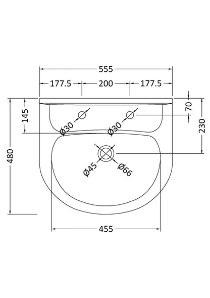 Melbourne Large Basin 2 Tap Hole