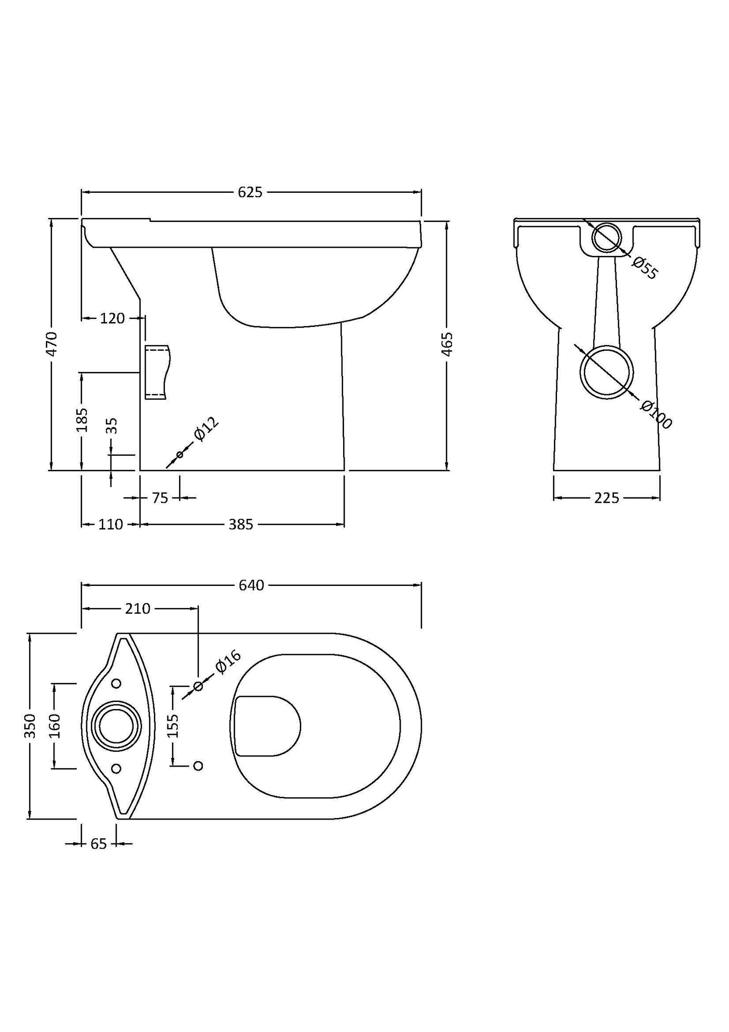 Ivo Comfort Height Close Coupled WC Pan