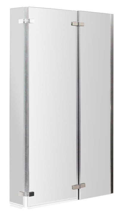 Nuie 812mm Semi-Frameless Chrome L-Shaped Hinged Bath Screen