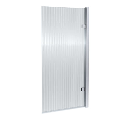 Nuie 830mm Chrome Fluted Hinged Bath Screen