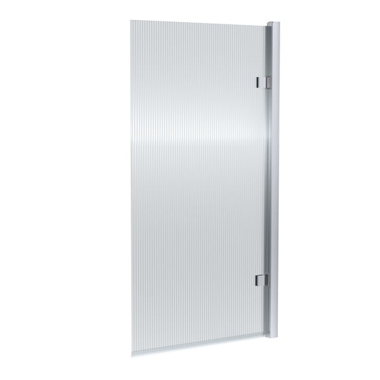Nuie 830mm Chrome Fluted Hinged Bath Screen