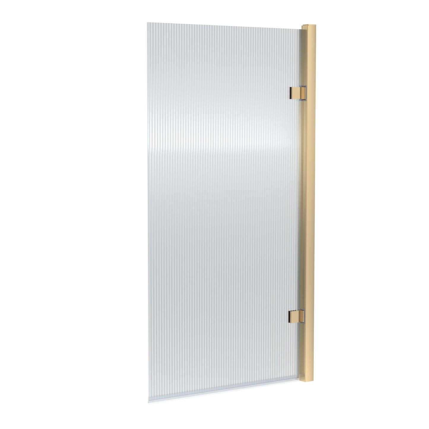 Nuie 830mm Brushed Brass Fluted Hinged Bath Screen