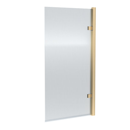 Nuie 830mm Brushed Brass Fluted Hinged Bath Screen