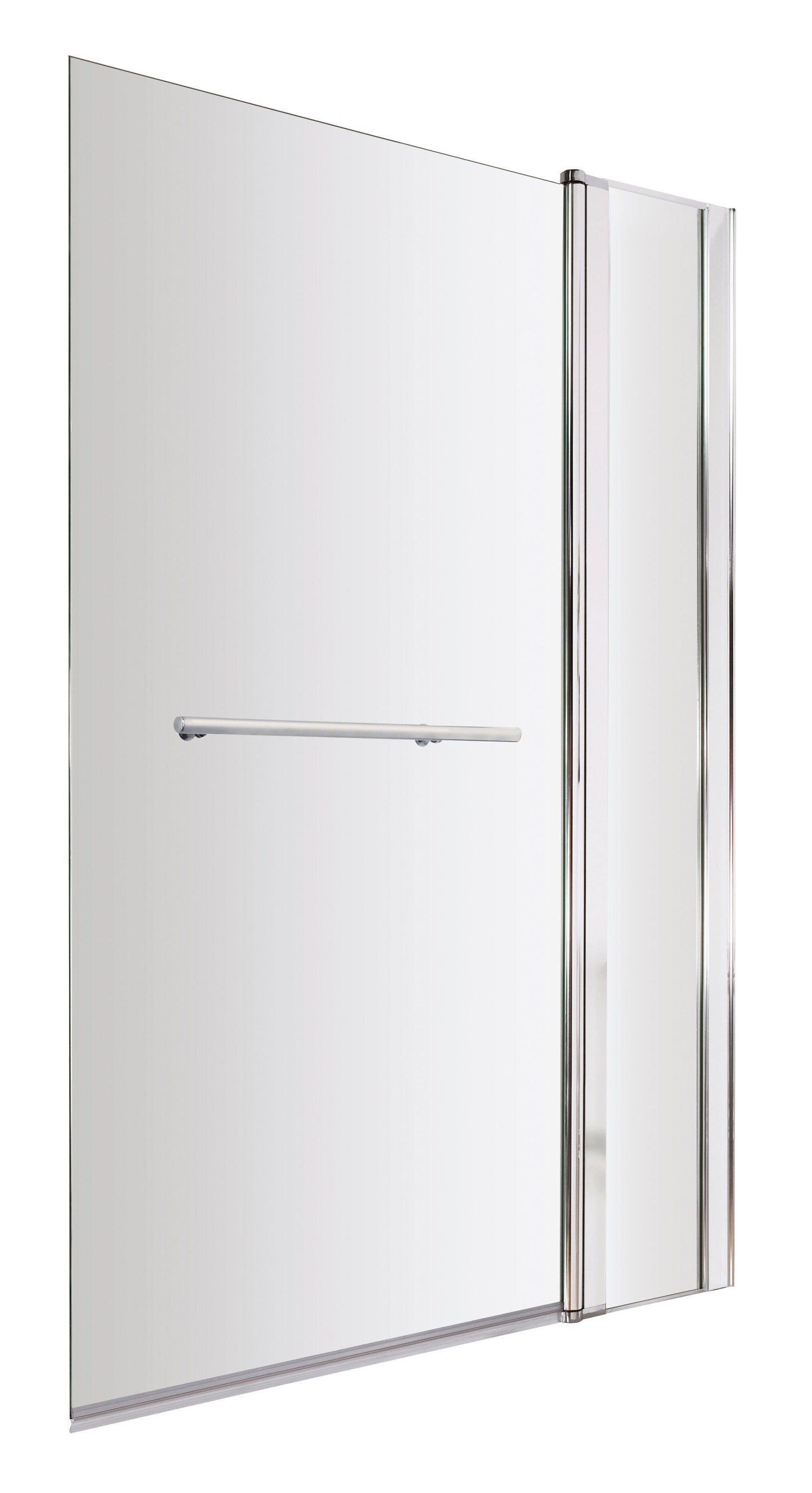 Nuie 998mm Semi-Frameless Chrome Bath Screen With Rail And Fixed Panel