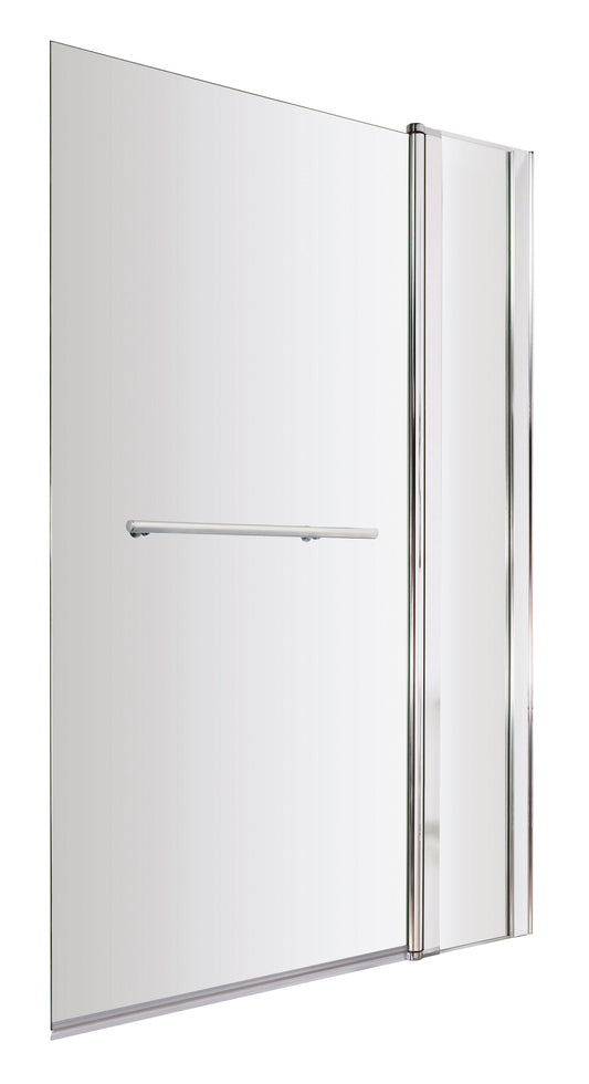 Nuie 998mm Semi-Frameless Chrome Bath Screen With Rail And Fixed Panel