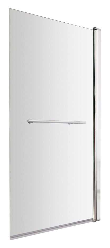 Nuie 790mm Semi-Frameless Chrome Bath Screen With Rail