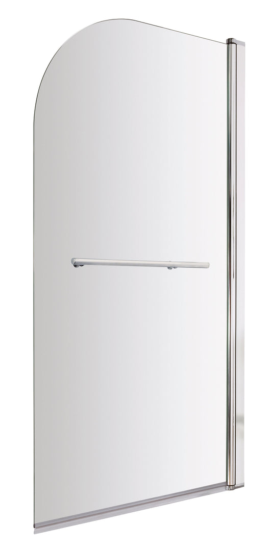 Nuie 790mm Semi-Frameless Chrome Bath Screen With Rail