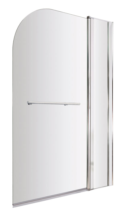 Nuie 998mm Semi-Frameless Chrome Bath Screen With Rail And Fixed Panel